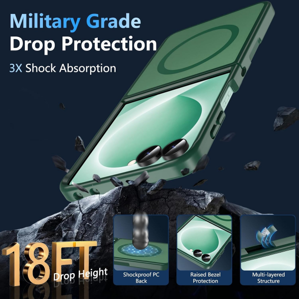 OWKEY Galaxy Z Flip 8 Darbe Korumal� K�l�f-Green