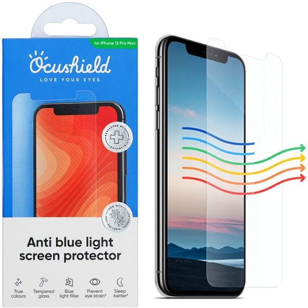 Ocushield iPhone 12 Pro Max Anti Mavi Ik Temperli Cam Ekran Koruyucu