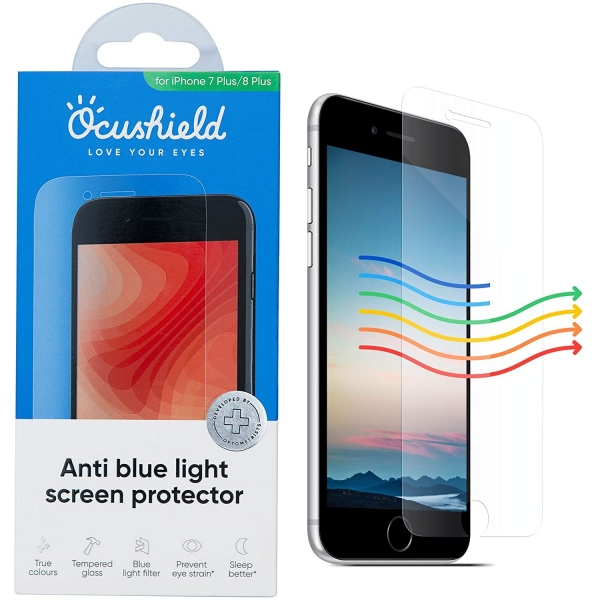 Ocushield iPhone 8 Plus Anti Mavi Ik Temperli Cam Ekran Koruyucu