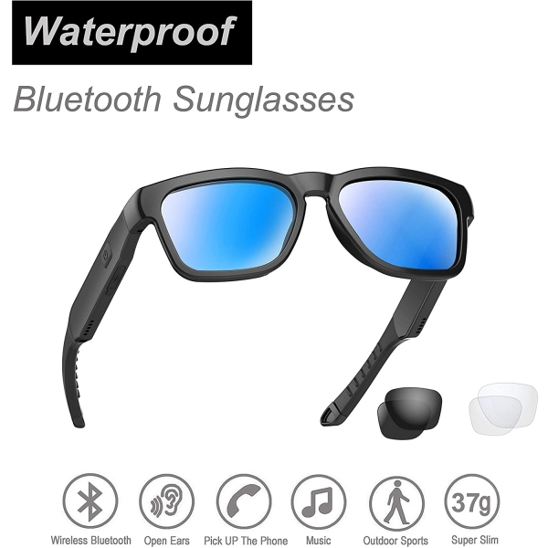 OhO sunshine Bluetooth zellikli Mavi Ik Engelleyici Gne Gzl-Blue