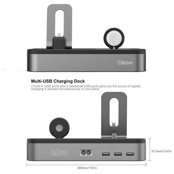 Oittm 5 Balantl USB Stand-Space Grey