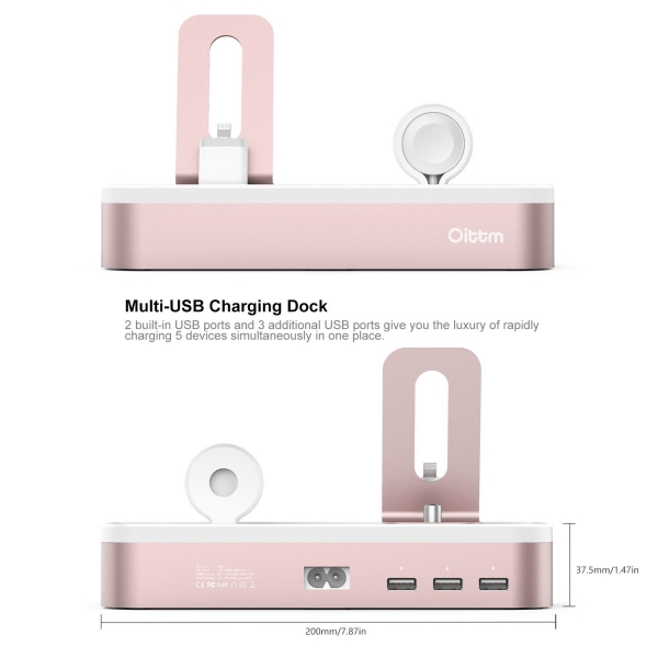Oittm 5 Balantl USB Stand-Rose Gold