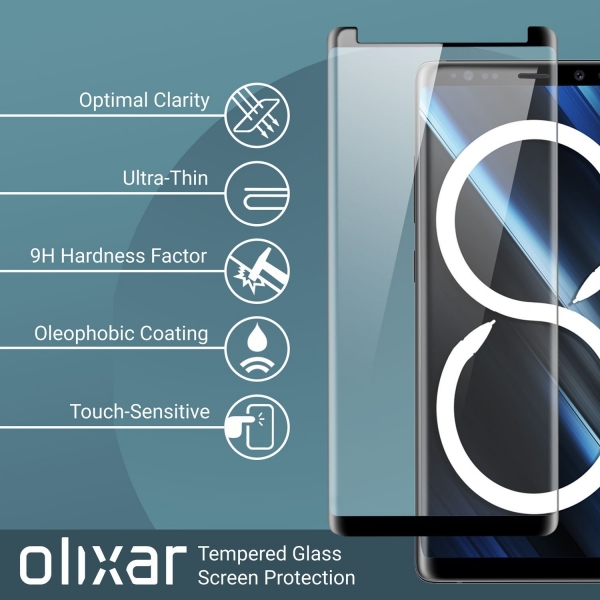 Olixar Galaxy Note 8 Temperli Cam Ekran Koruyucu (2 Adet)