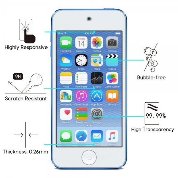 Omoton iPod Touch Temperli Cam Ekran Koruyucu (6.Nesil / 2 Adet)