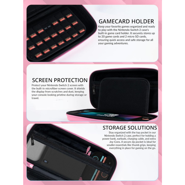 Orzly Nintendo Switch 2 Uyumlu anta-Pink