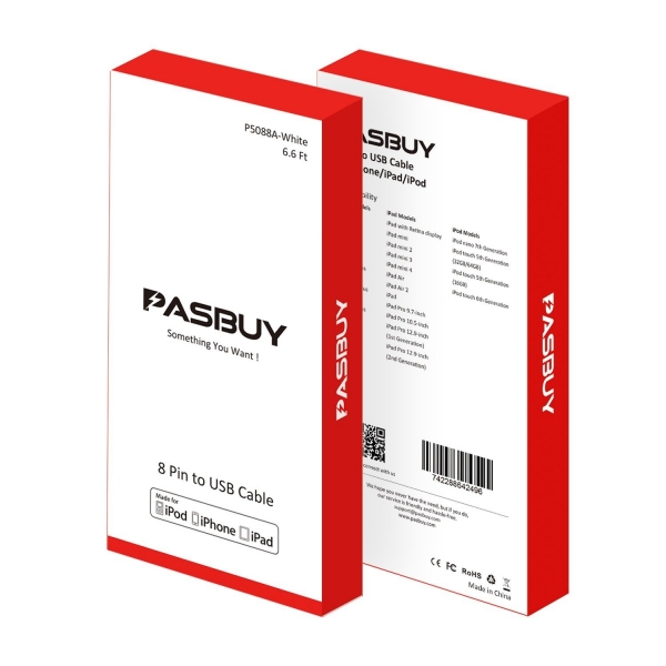 PASBUY Lightning to USB arj/Senkronizasyon Kablosu (2M)-White
