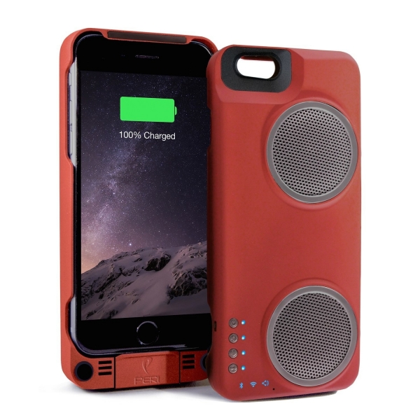 PERI Hoparlr/ iPhone 6/6S Bataryal Klf (2900 mAh)-Red