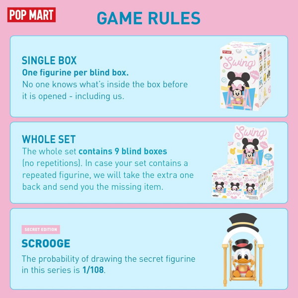 POP MART Disney Swing Koleksiyon Aksiyon Figr(10cm)
