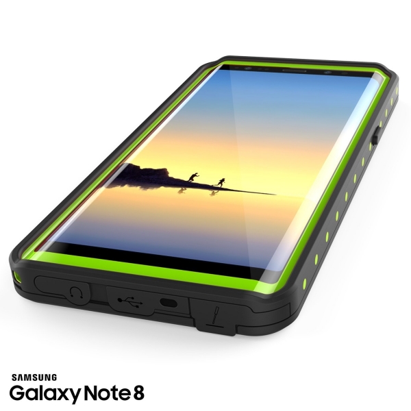 PUNKcase Samsung Galaxy Note 8 Studstar Serisi Su Geirmez Klf (MIL-STD-810G)-Light Green