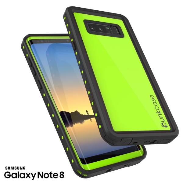 PUNKcase Samsung Galaxy Note 8 Studstar Serisi Su Geirmez Klf (MIL-STD-810G)-Light Green