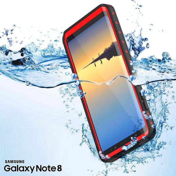 PUNKcase Samsung Galaxy Note 8 Studstar Serisi Su Geirmez Klf (MIL-STD-810G)-Red