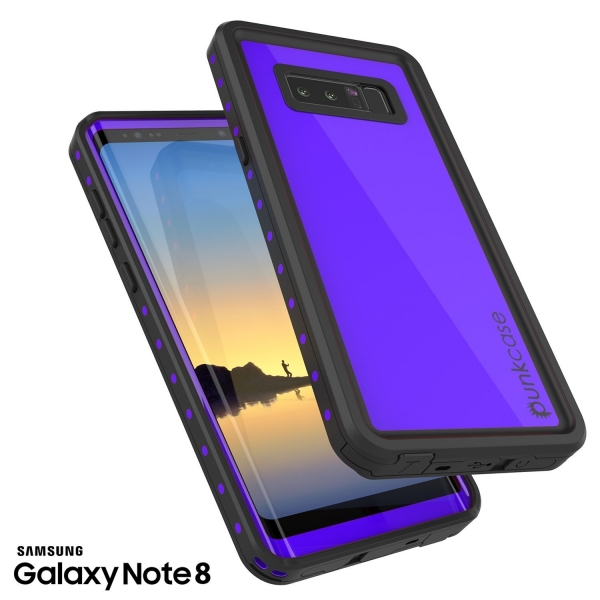 PUNKcase Samsung Galaxy Note 8 Studstar Serisi Su Geirmez Klf (MIL-STD-810G)-Purple