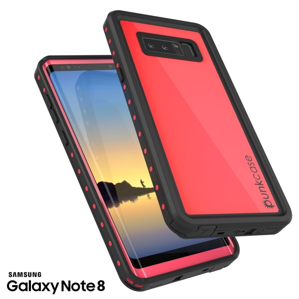 PUNKcase Samsung Galaxy Note 8 Studstar Serisi Su Geirmez Klf (MIL-STD-810G)-Pink