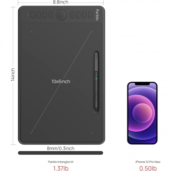 Parblo Intangbo Kablosuz Grafik izim Tableti-Black