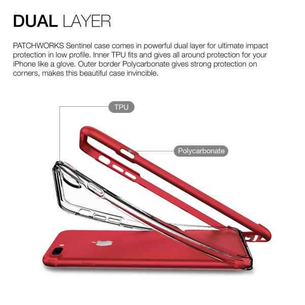 Patchworks iPhone 7 Plus / 6S Plus / 6 Plus Bumper Klf (Mil-STD-810G)-Red