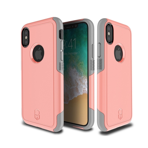 Patchworks Apple iPhone X Aegis Serisi Klf-Pink Grey