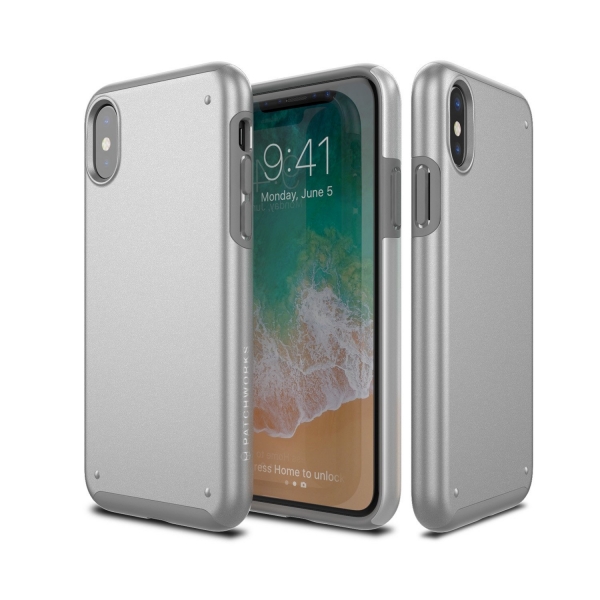 Patchworks Apple iPhone X Chroma Serisi Klf (MIL-STD-810G)-Silver