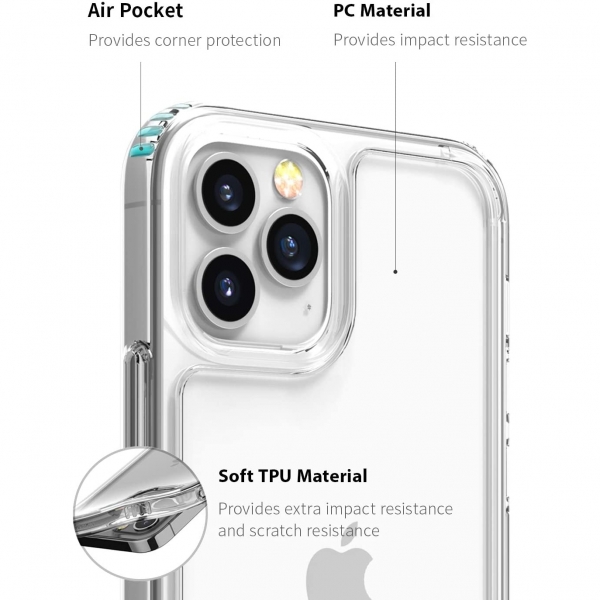 Patchworks iPhone 12 Pro Max Lumina Serisi Klf (MIL-STD-810G)-Clear