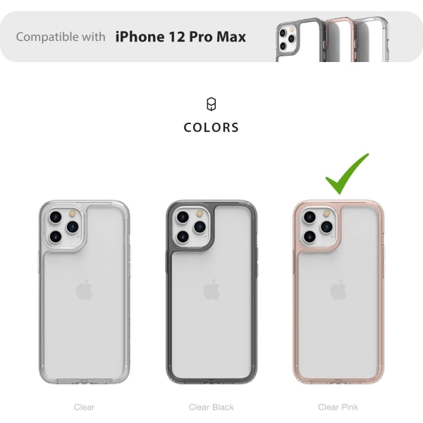 Patchworks iPhone 12 Pro Max Lumina Serisi Klf (MIL-STD-810G)-Clear Pink