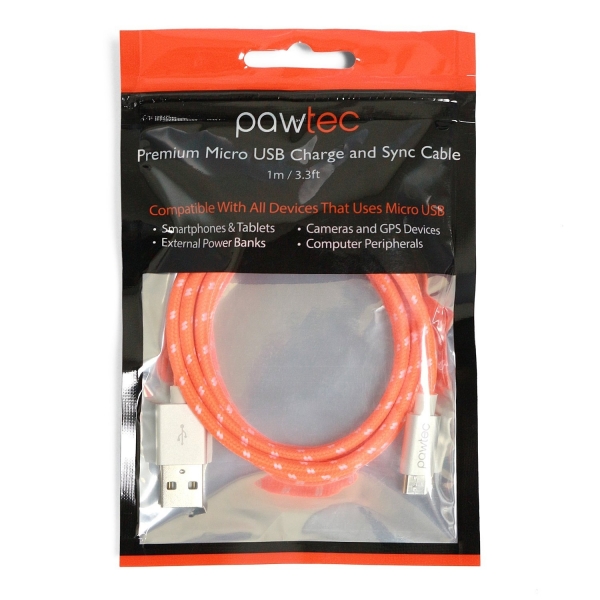 Pawtec USB 2.0 A Male to Mikro B USB arj Kablosu-Tangerine Orange