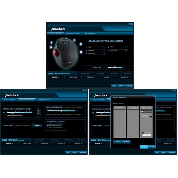 Perixx 717 Kablosuz Programlanabilir Trackball Mouse