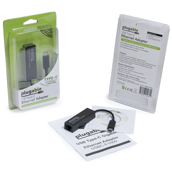 Plugable USB-C to 10/100/1000 Gigabit Ethernet LAN Adaptr