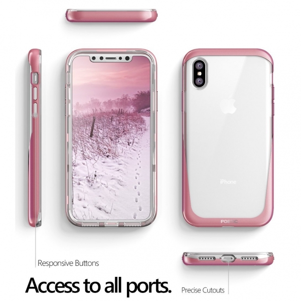 Poetic Apple iPhone XS / X Lucent Kaplama Bumper Klf-Rose Gold