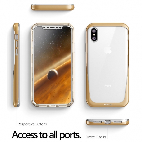 Poetic Apple iPhone X Lucent Kaplama Bumper Klf-Gold