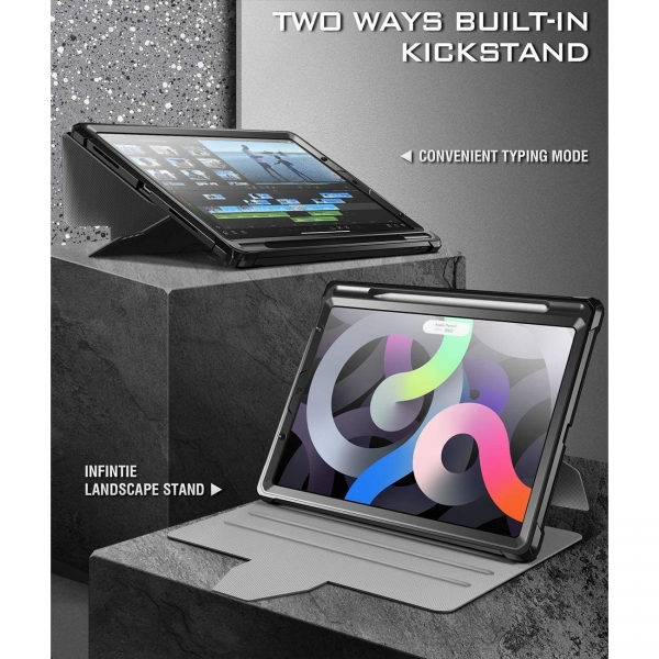 Poetic Explorer Serisi iPad Air 5 360 Derece Standl Klf (10.9 in)-Navy Blue