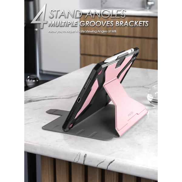 Poetic Explorer Serisi iPad 10.Nesil 360 Derece Standl Klf (10.9 in)-Light Pink