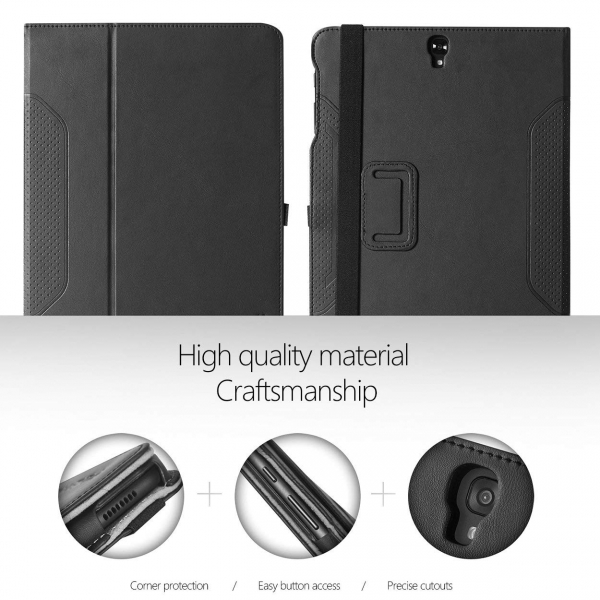 Poetic Galaxy Tab S3 Deri Stand Klf (9.7 in)-Black