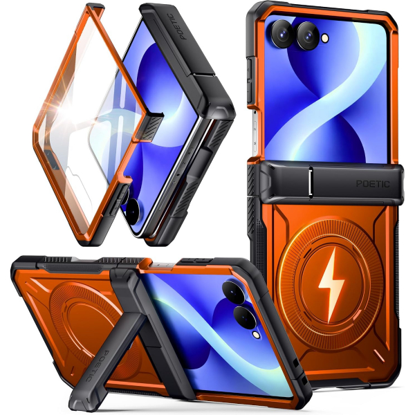 Poetic Galaxy Z Flip 8 MagSafe Darbe Korumal� K�l�f-Metallic Orange