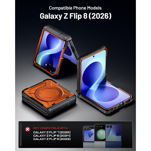 Poetic Galaxy Z Flip 8 MagSafe Darbe Korumal� K�l�f-Metallic Orange