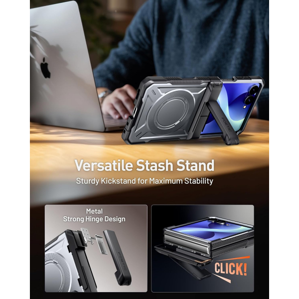 Poetic Galaxy Z Flip 8 MagSafe Darbe Korumal� K�l�f-Gun Metal