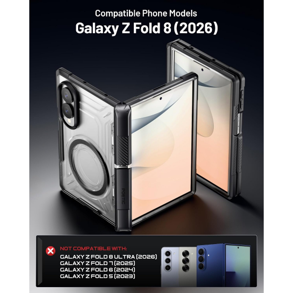Poetic Galaxy Z Fold 8 MagSafe Ekran Koruyuculu K�l�f-Black/Clear