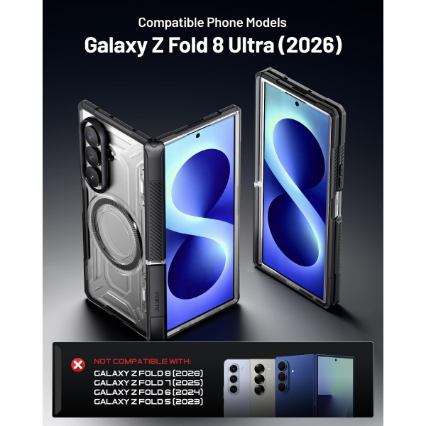Poetic Galaxy Z Fold 8 Ultra MagSafe Standl� K�l�f-Black/Clear
