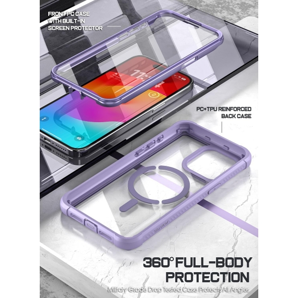 Poetic Guardian MagPro Serisi Apple iPhone 15 Pro Max Klf -Purple