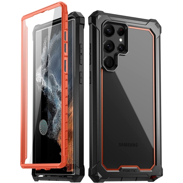 Poetic Guardian Serisi Galaxy S22 Ultra Klf (MIL-STD-810G)-Orange