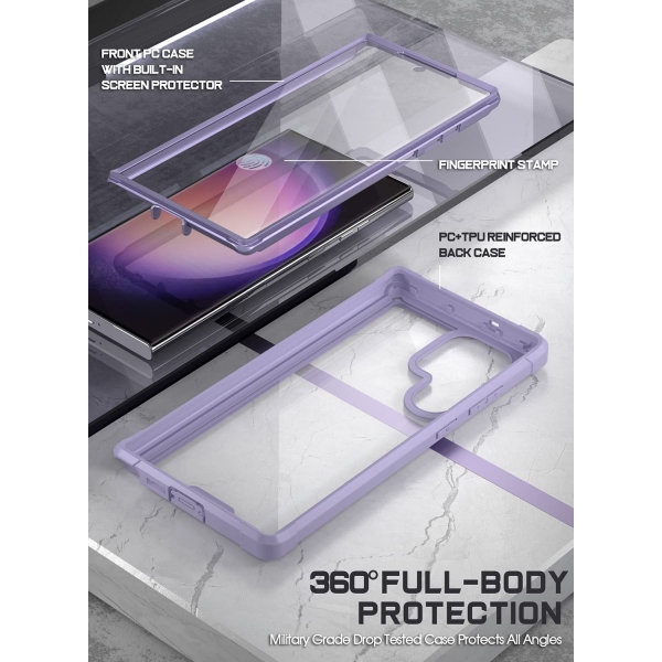 Poetic Guardian Serisi Galaxy S23 Ultra Klf (MIL-STD-810G)-Purple