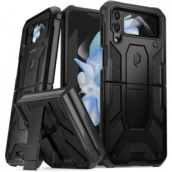 Poetic Spartan Serisi Galaxy Z Flip 4 Klf (MIL-STD-810G)-Matte Black