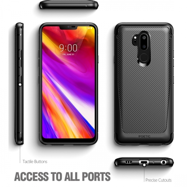 Poetic LG G7 ThinQ Karbon Fiber Dokulu Klf