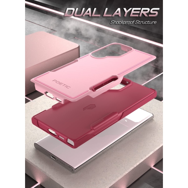 Poetic Neon Serisi Galaxy S23 Ultra Klf (MIL-STD-810G)-Light Pink
