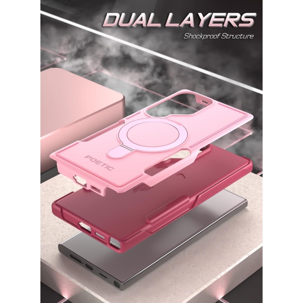 Poetic Neon Serisi Galaxy S24 Ultra Manyetik Klf -Light Pink