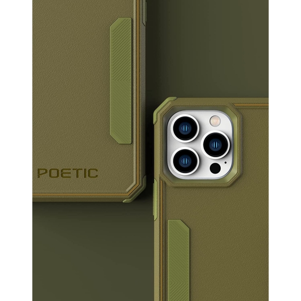 Poetic Neon Serisi iPhone 13 Pro Darbeye Dayankl Koruyucu Klf-Military Green