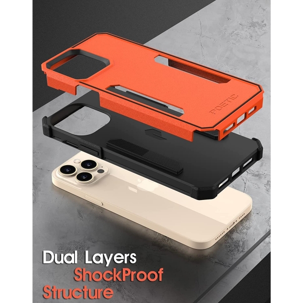 Poetic Neon Serisi iPhone 13 Pro Max Darbeye Dayankl Koruyucu Klf-Orange