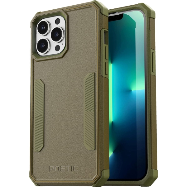 Poetic Neon Serisi iPhone 13 Pro Max Darbeye Dayankl Koruyucu Klf-Military Green