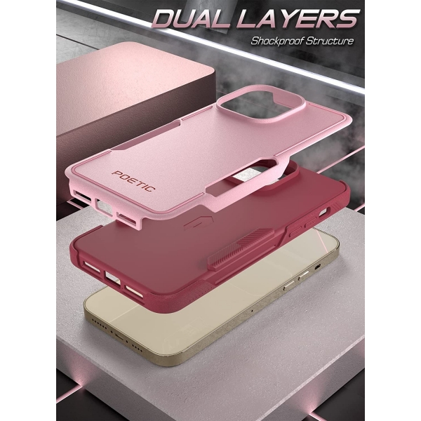 Poetic Neon Serisi iPhone 14 Pro Max Darbeye Dayankl Koruyucu Klf-Light Pink