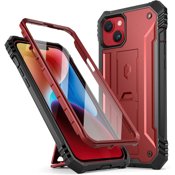 Poetic Revolution Serisi iPhone 14 Plus Klf (MIL-STD-810G)-Maroon Red