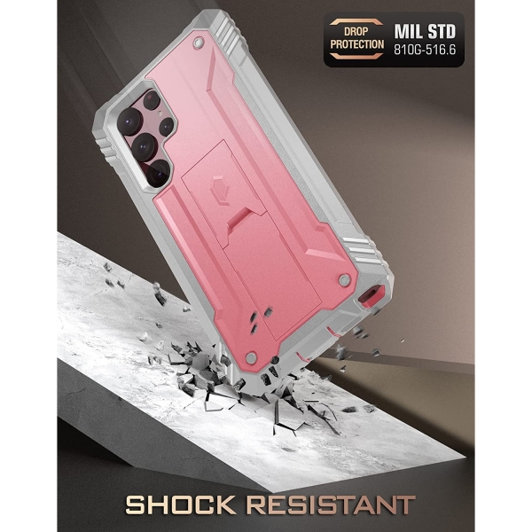 Poetic Revolution Serisi Galaxy S22 Ultra Klf (MIL-STD-810G)-Light Pink