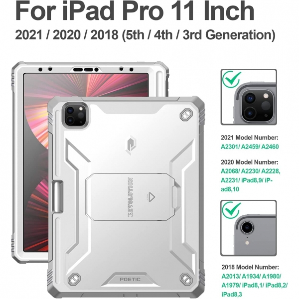 Poetic Revolution Serisi Standl iPad Pro Klf(11 in)(4.Nesil)-White Gray